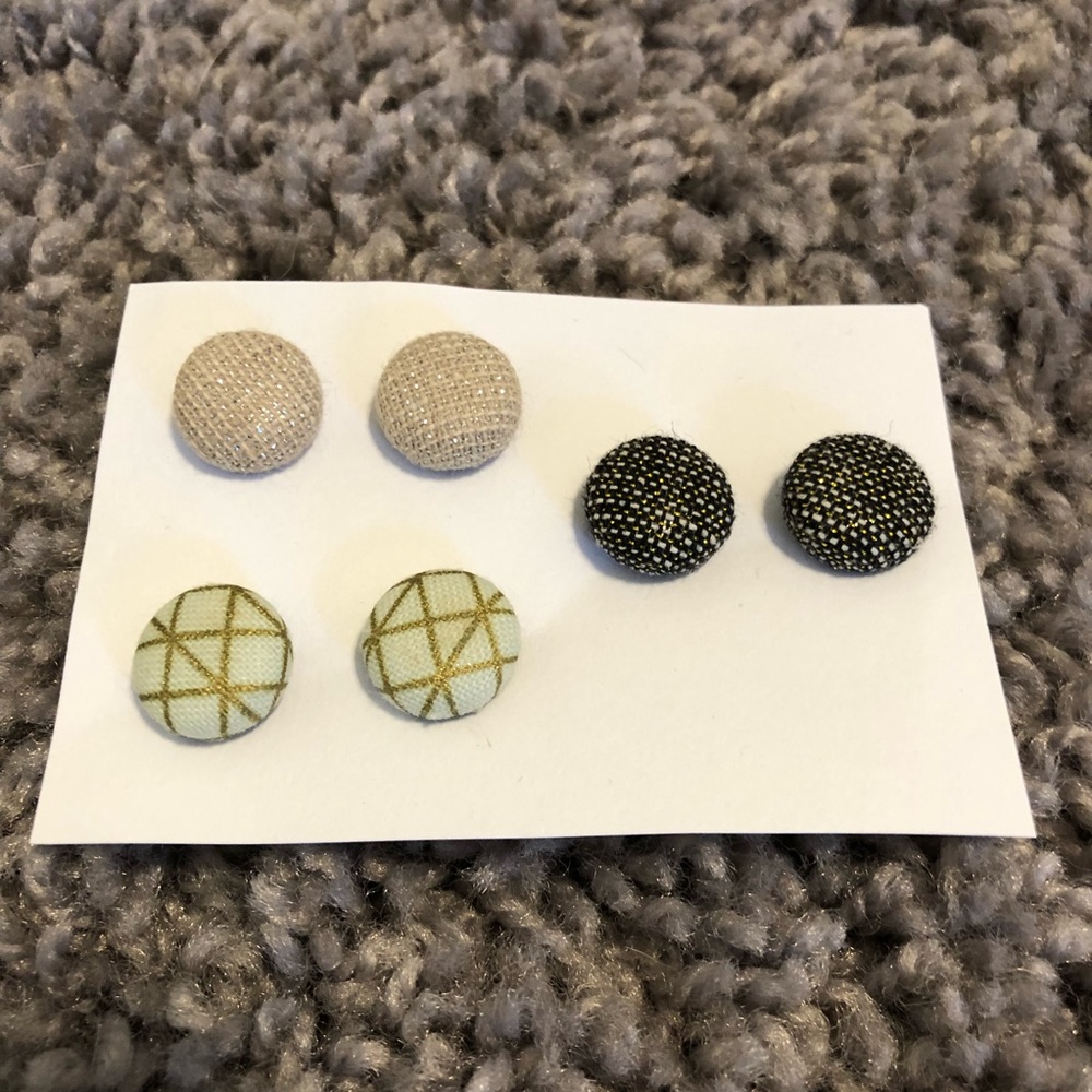Set of 3 Button Earrings